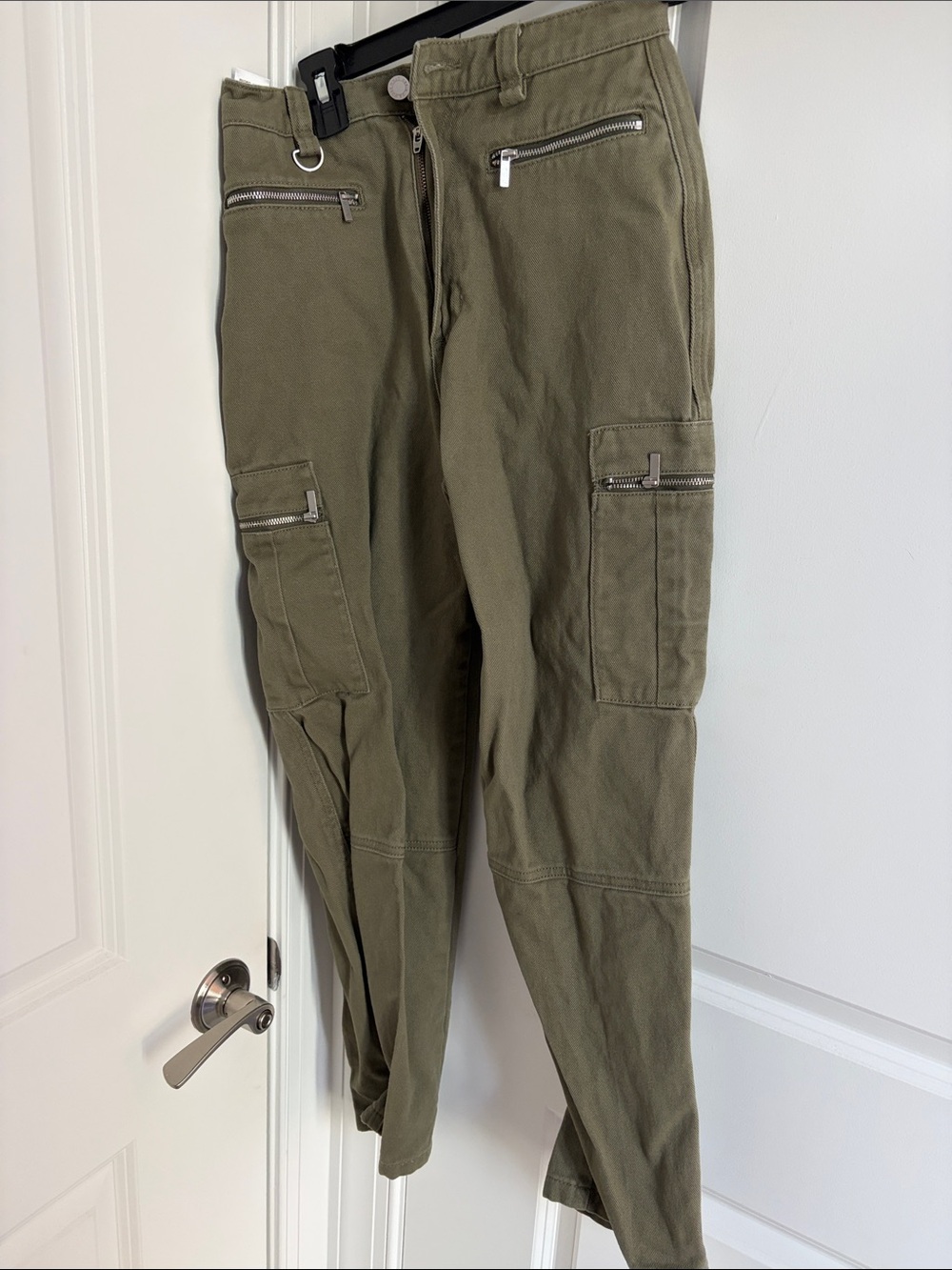WeWoreWhat Olive Green Cargo Pants with Zip Details